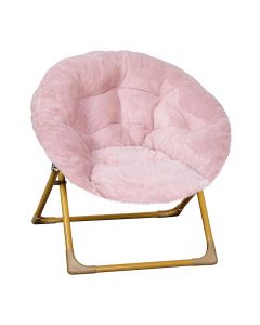 Flash Furniture - Gwen Kids Folding Faux Fur Saucer Chair for Playroom or Bedroom - Blush/Soft Gold
