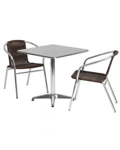 Alamont Home - Lila Outdoor Square Contemporary Aluminum 3 Piece Patio Set - Dark Brown [ALA-UMIB-138386]