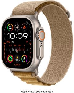 Apple - 49mm Tan Alpine Loop - Medium - Natural Titanium Finish - Tan