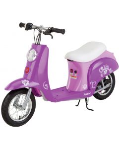 Razor - Pocket Mod Miniature Euro-Style Electric Scooter with up to 40 Minutes Ride Time and 15 mph Max Speed - Purple