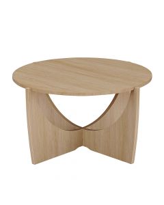 Walker Edison - Contemporary Arch-Base Round Coffee Table - Coastal Oak