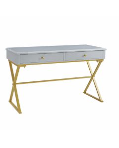 Linon Home Décor - Edmore Two-Drawer Campaign Desk - Gray & Gold
