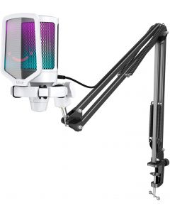 Fifine - Usb Gaming Microphone Bundle ? Rgb & Gain Knob, Arm Boom Stand